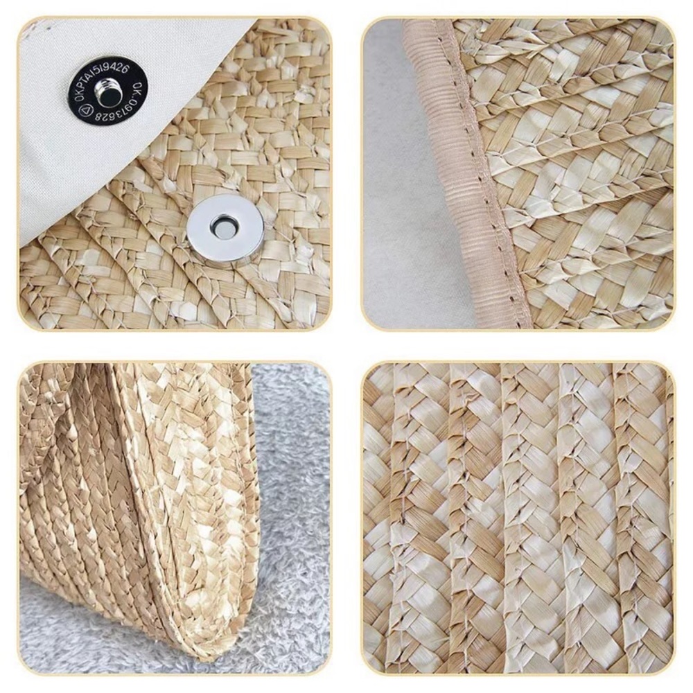 HP🏆Bohemian woven tropical palm raffia clutch🌴 - Picture 2 of 5